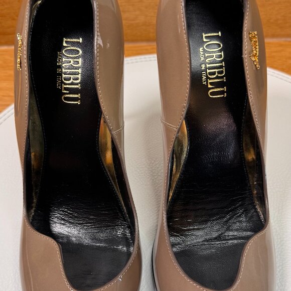 Loriblu Gold Metal Heel, Taupe Patent Leather Pumps Size 39 (8.5) - Picture 5 of 8
